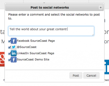 Post content to social networks from Joomla