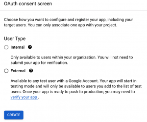 Google App - OAuth User Type