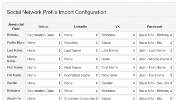 JomSocial / Facebook Profile Configuration