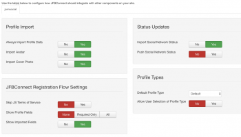 JomSocial / Facebook Profile Configuration